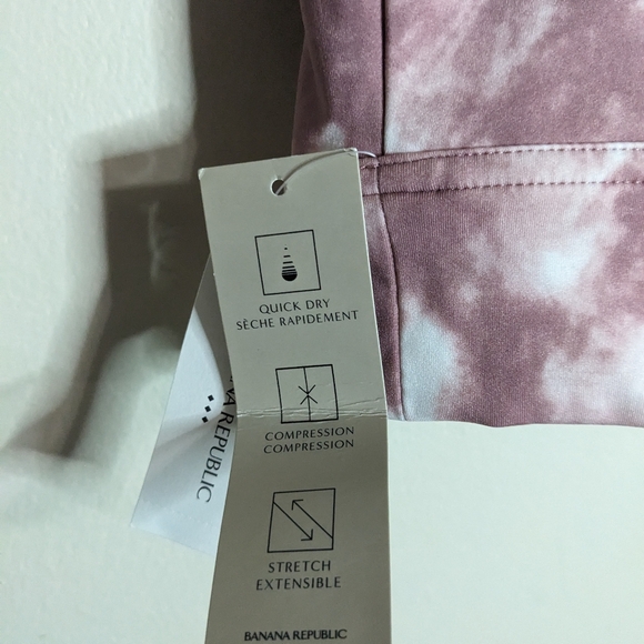 Banana Republic Women's Medium Sports Bra Pink White Tie Dye Bralette Crop Top - Picture 7 of 10